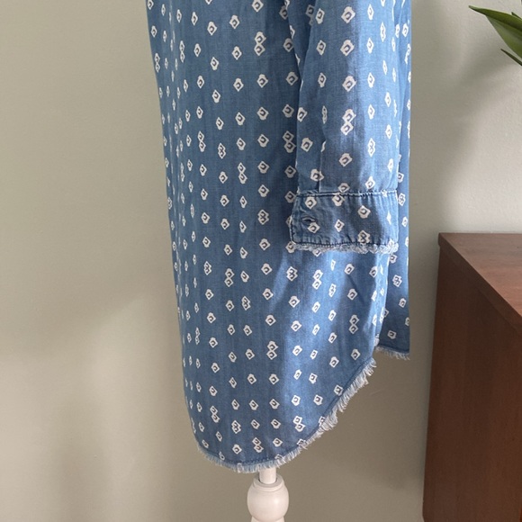 Anthropologie Cloth and Stone Chambray Printed Shirt Dress Size S - Picture 6 of 10